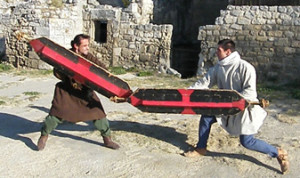 Entraînement en duel judiciaire, Château des Baux, 2010.